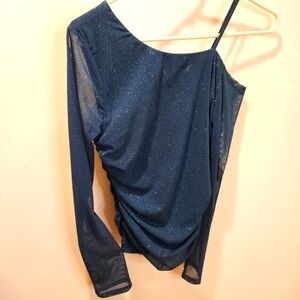 Shape Up Sparkly One-Shoulder Green  Top size M NWT